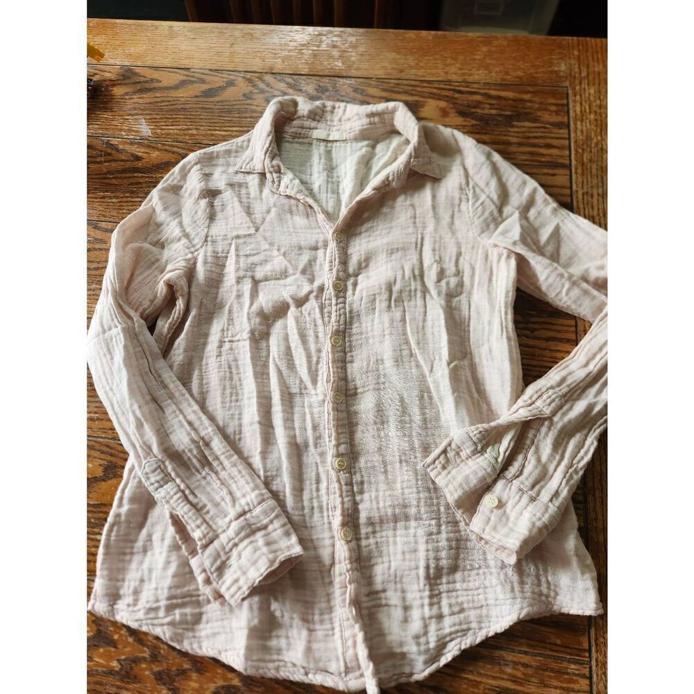 CP Shades Shirt XS Womens Light Pink Gauze Long Sleeve Button Front Collared